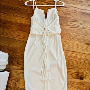 Elegant White Lace-Up Dress